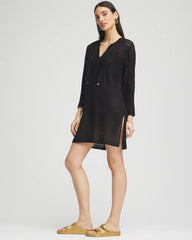 Black Chico's Tie-Front Beach Swimsuit Cover-Up