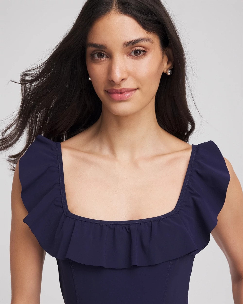 Navy Gottex Tutti Frutti Square Neck Swim Dress