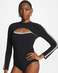 Black/White Gottex Coco Long Sleeve One Piece