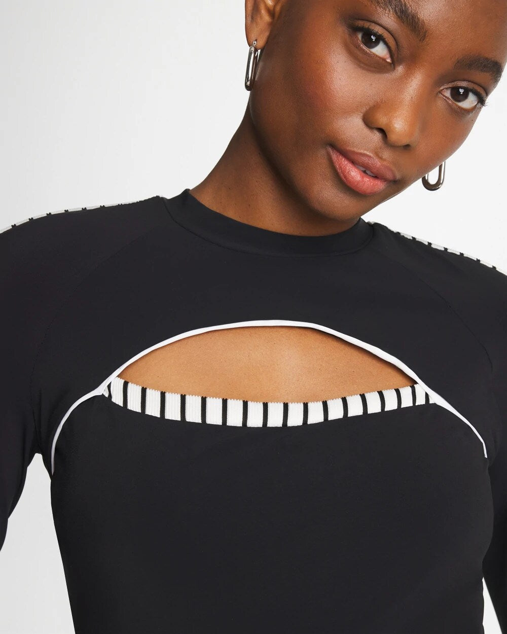 Black/White Gottex Coco Long Sleeve One Piece