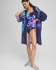 Blue Multi Gottex Water Square-Neck One-Piece Swimsuit