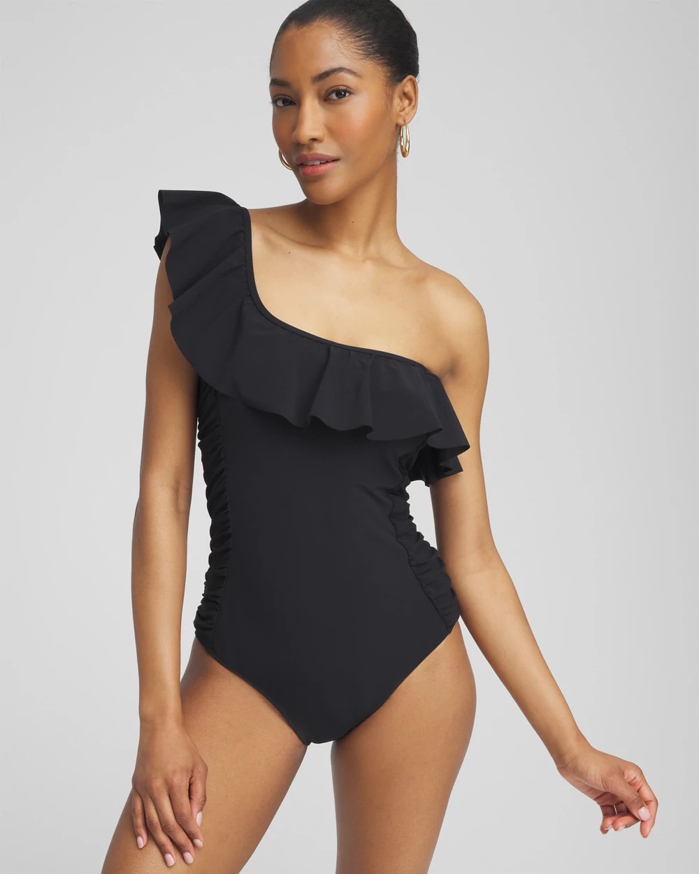 Black Gottex One Shoulder One Piece Swimsuit