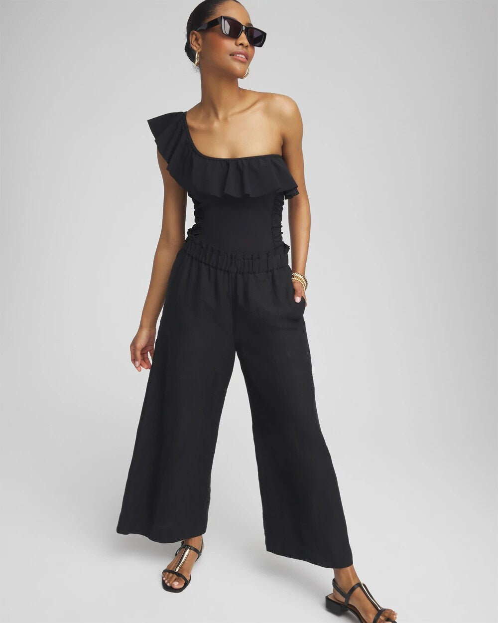 Black Gottex One Shoulder One Piece Swimsuit
