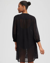 Black Embroidered Swim Dress Coverup