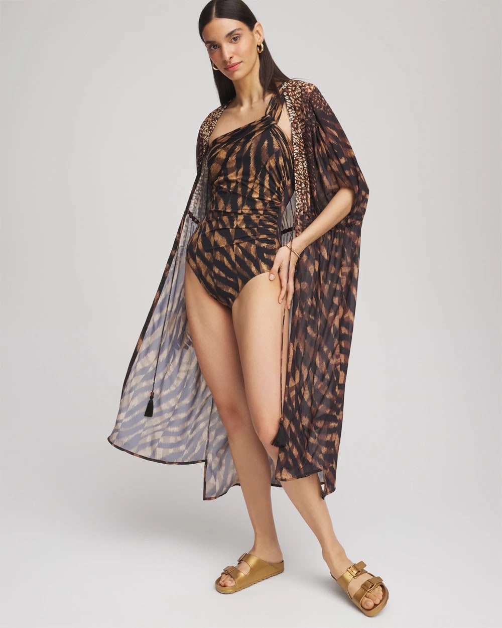 Black/Brown Miraclesuit® Raya De Safari Europa One-Piece Swimsuit