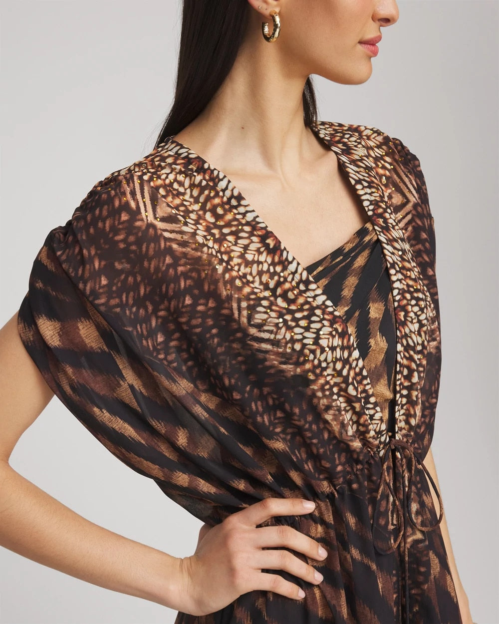 Black/Brown Miraclesuit® Raya De Safari Kimono Cover-Up