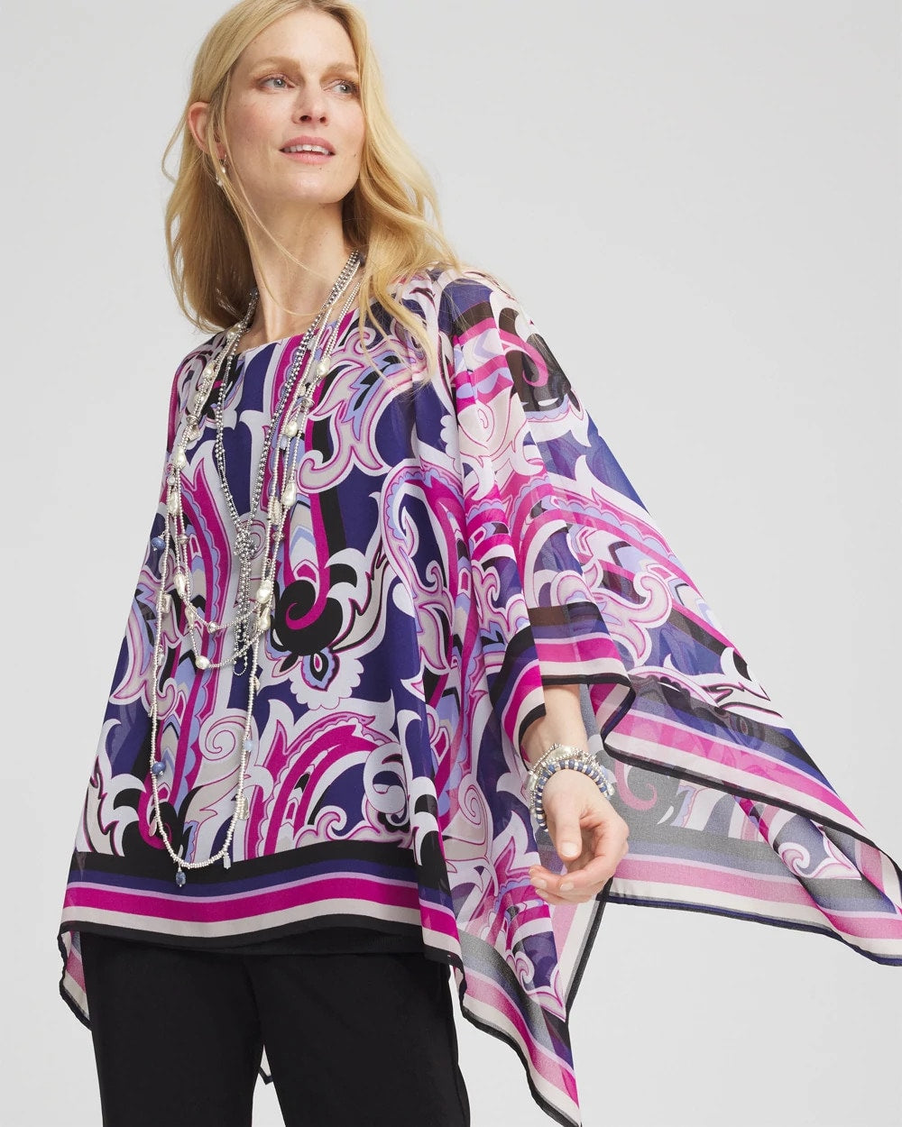 Purple Clover Travelers™ Paisley Chiffon Layered Top