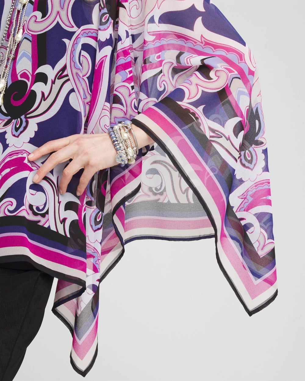 Purple Clover Travelers™ Paisley Chiffon Layered Top