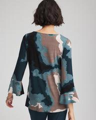 Teal Shadow Travelers™ Crystal Flounce Sleeve Tunic