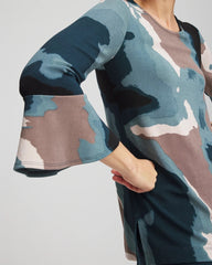 Teal Shadow Travelers™ Crystal Flounce Sleeve Tunic