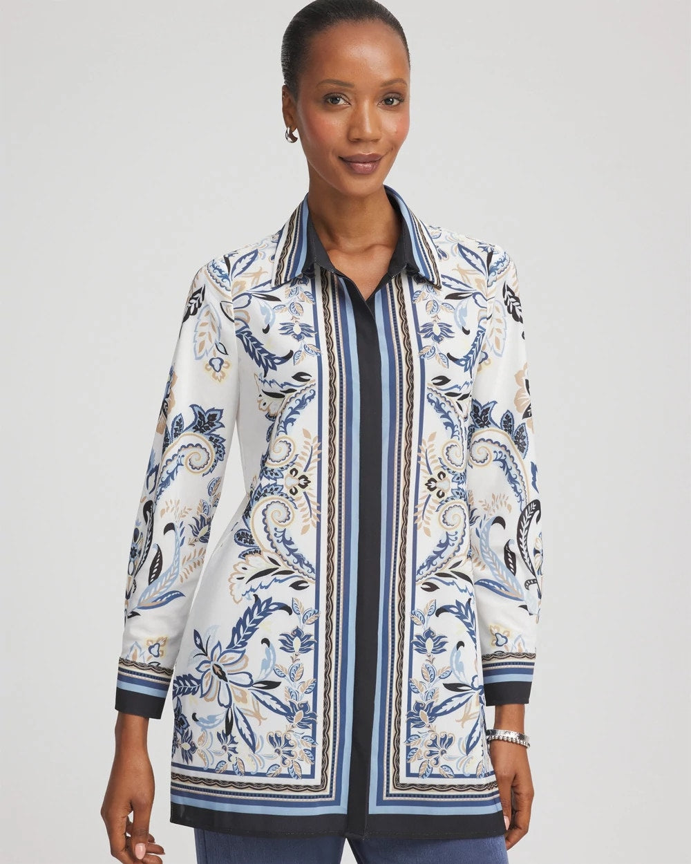 Canyon Blue Travelers™ Collection Paisley Mesh Shirt Jacket
