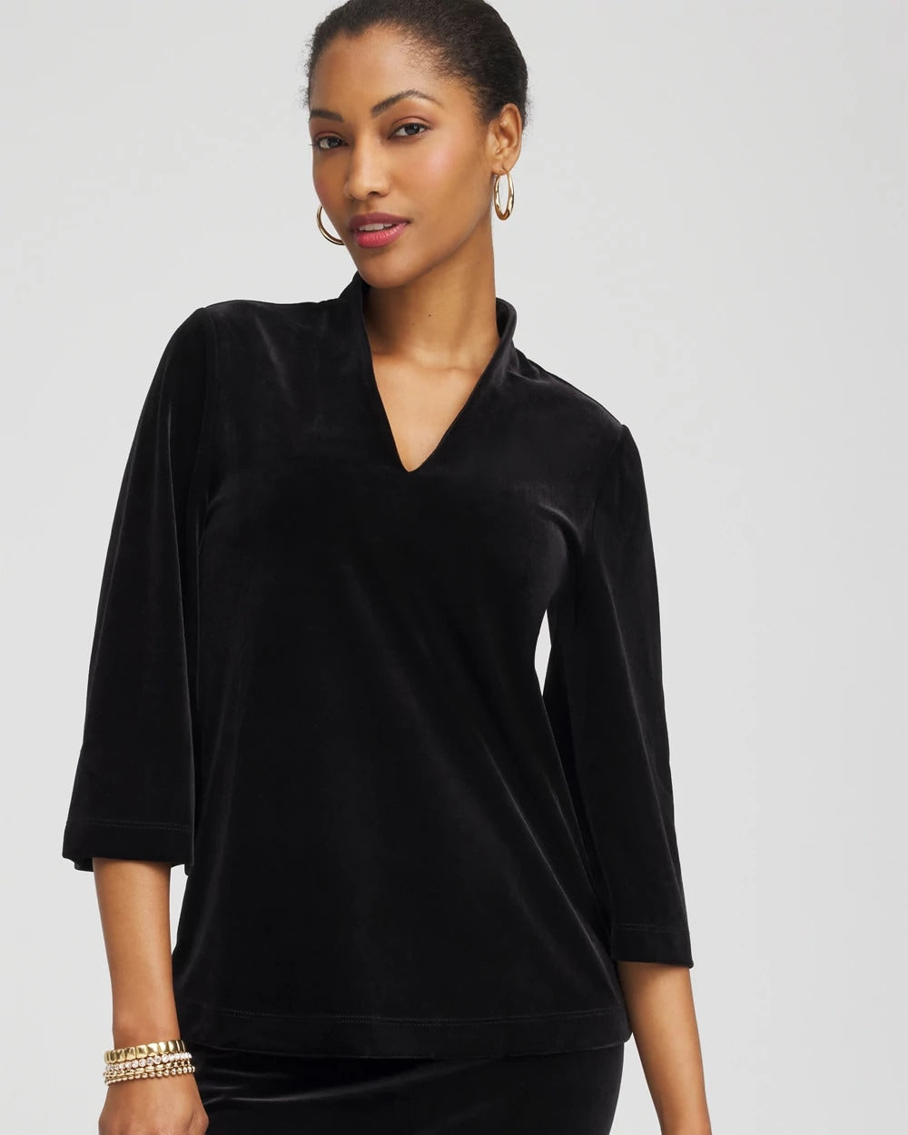 Travelers Black Travelers™ Velvet V-Neck Kimono Sleeve Top