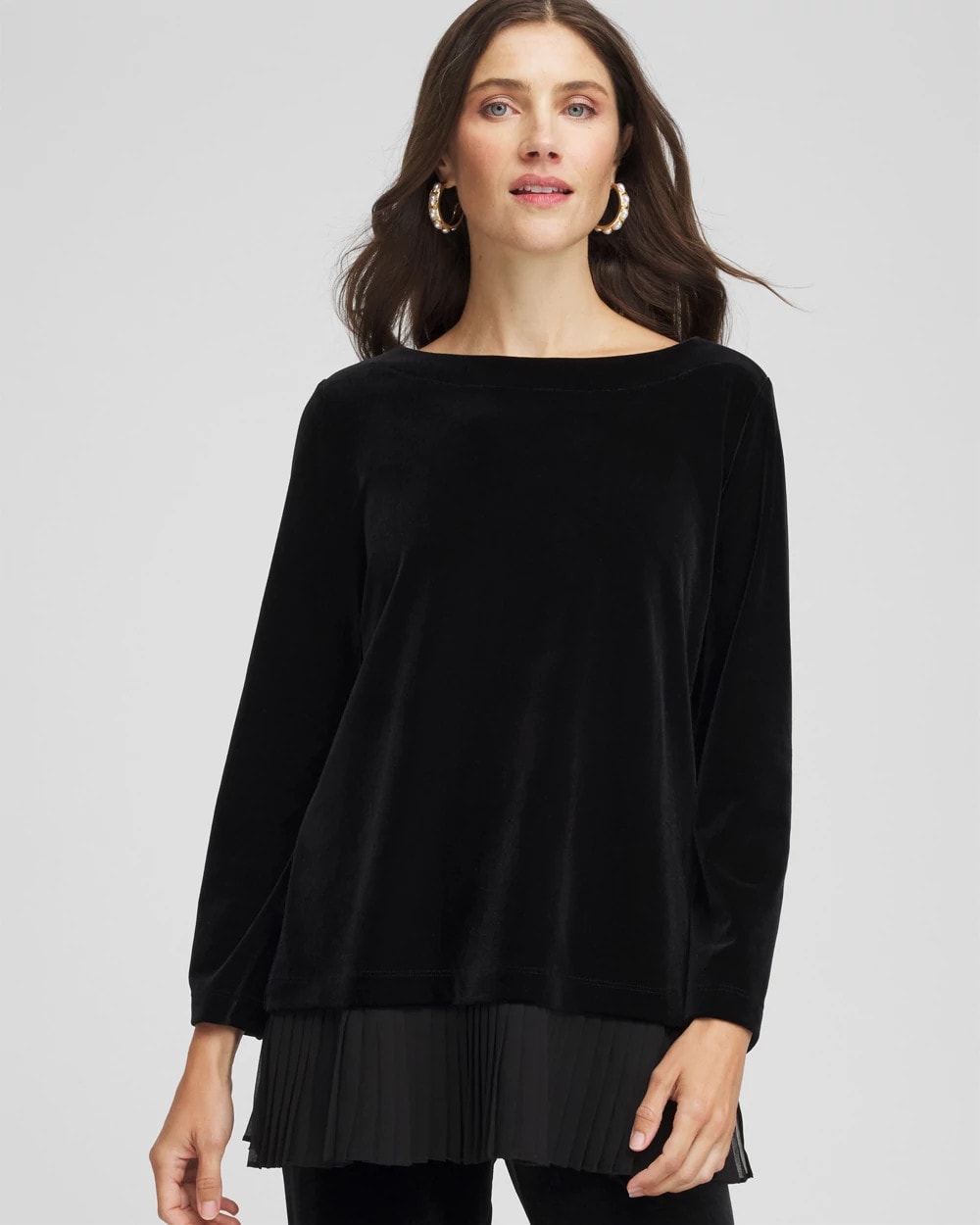 Travelers Black Travelers™ Chiffon Hem Velvet Tunic