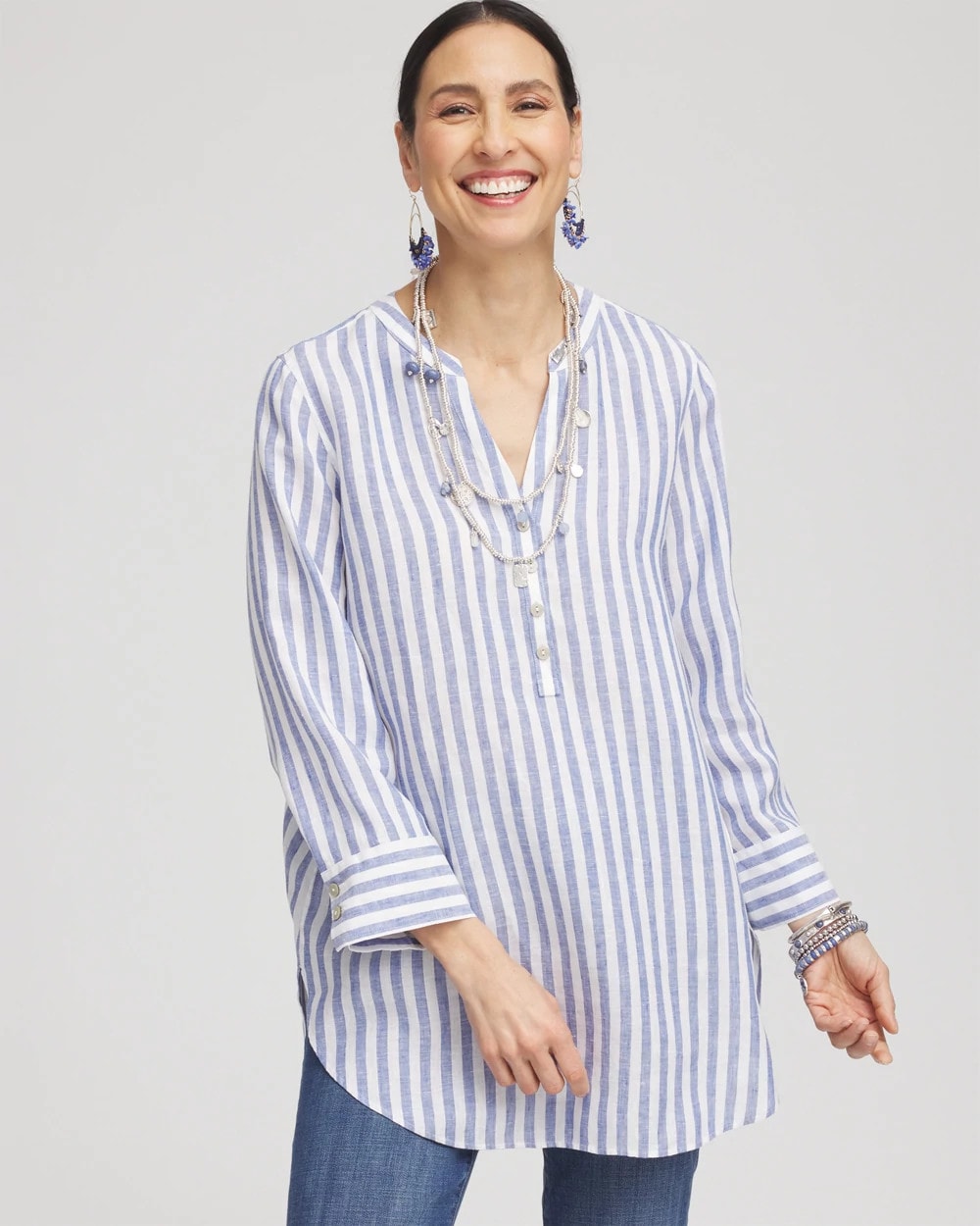 Indigo No Iron™ Linen Tunic