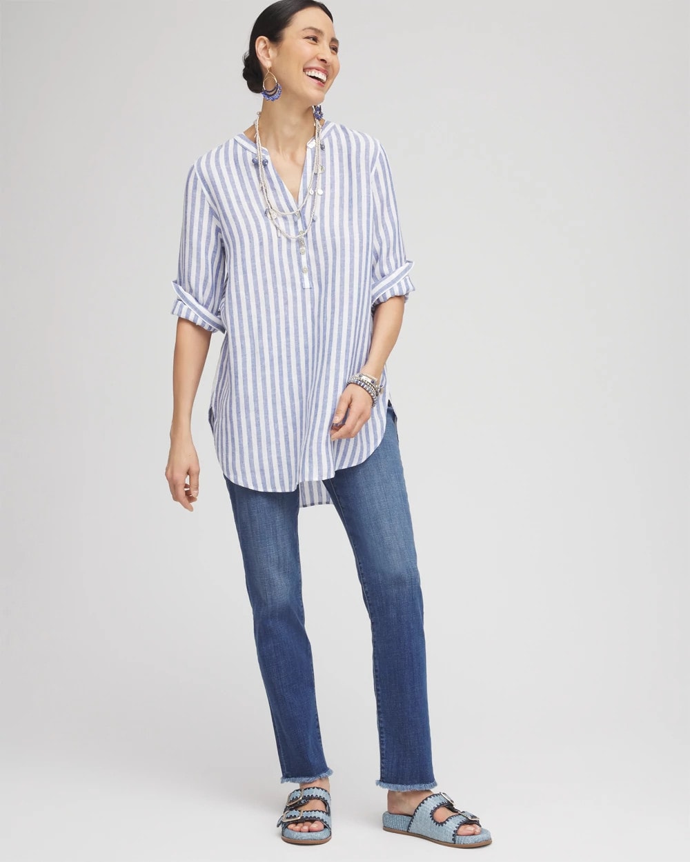 Indigo No Iron™ Linen Tunic