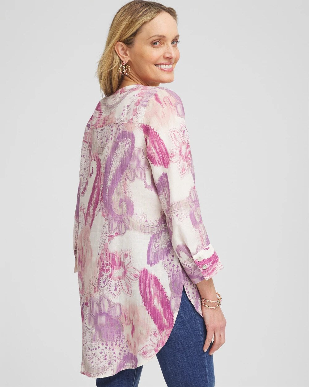 French Blush No Iron™ Multi Paisley Linen Tunic