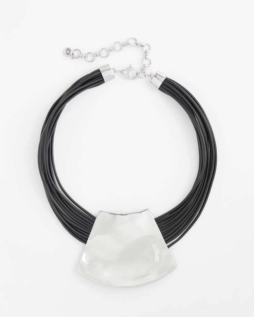 Black/Silver Pendant Bib Necklace