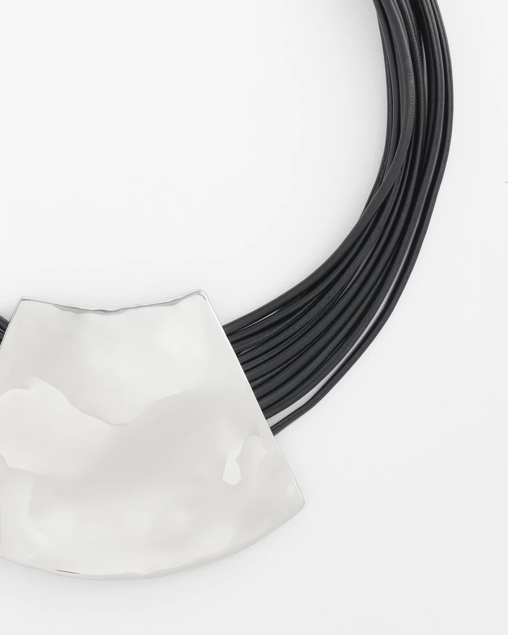 Black/Silver Pendant Bib Necklace