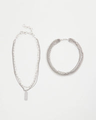 Silver Silver Tone Pave Multistrand Necklace