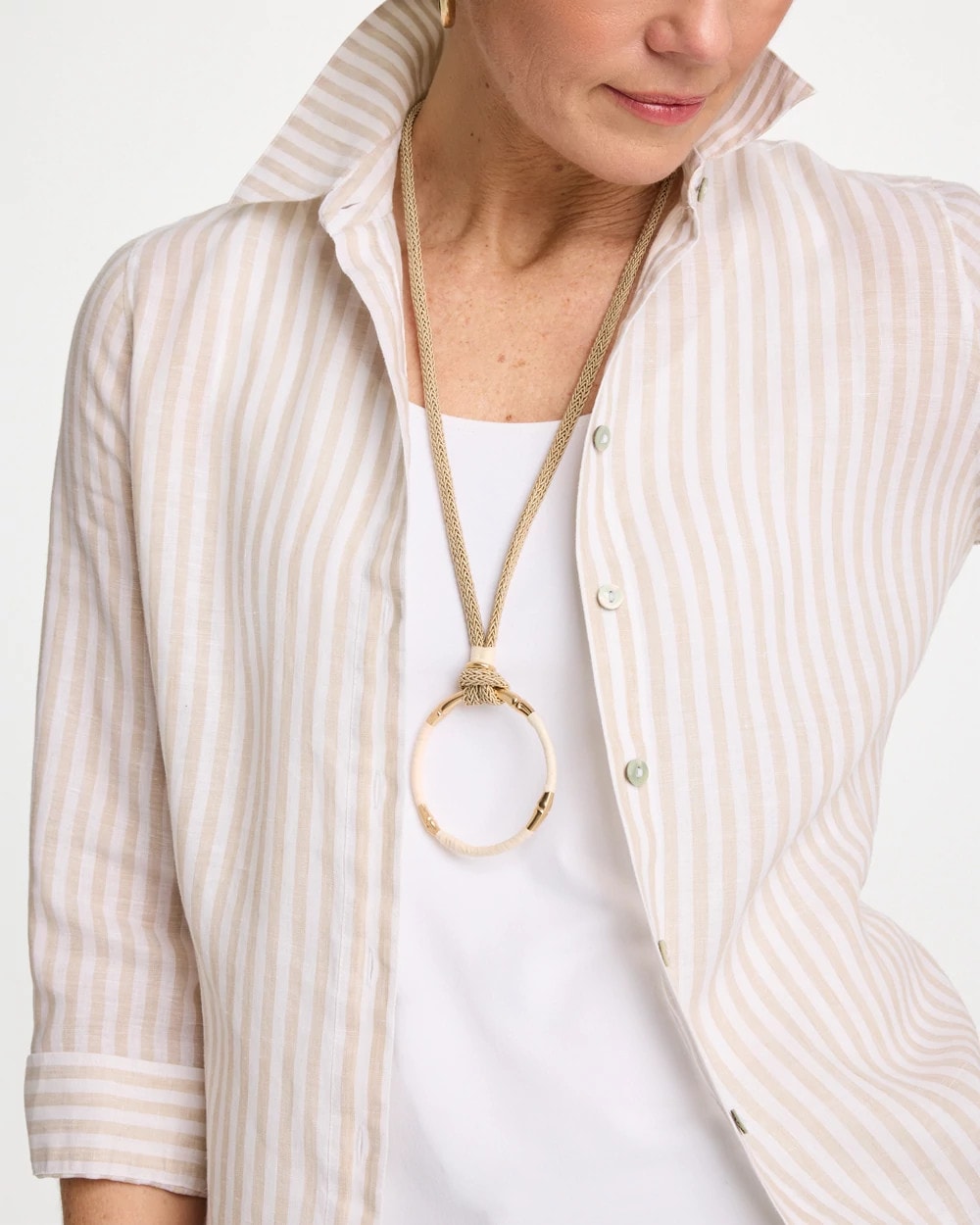 Neutral Large Open Pendant Necklace