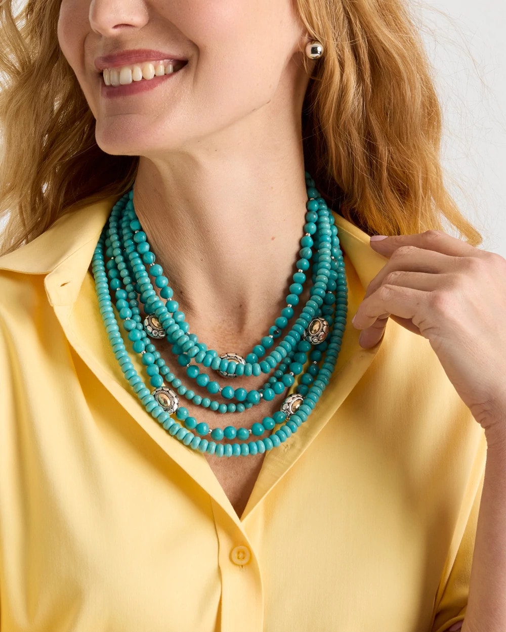Turquoise Turquoise Multistrand Bib Necklace