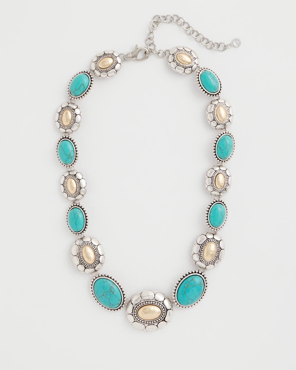 Turquoise Turquoise Mixed Metal Collar Necklace