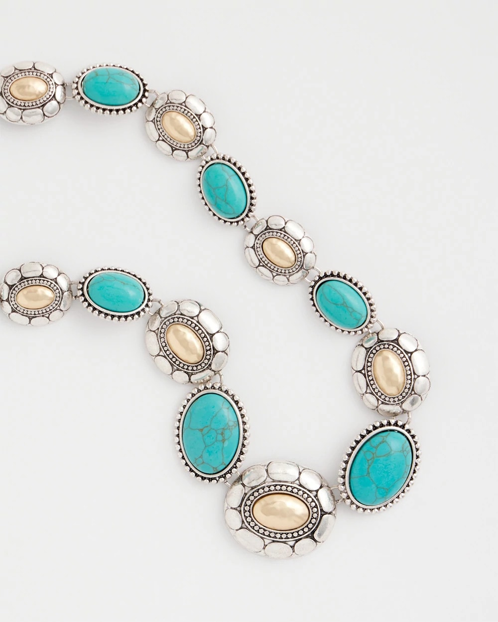 Turquoise Turquoise Mixed Metal Collar Necklace