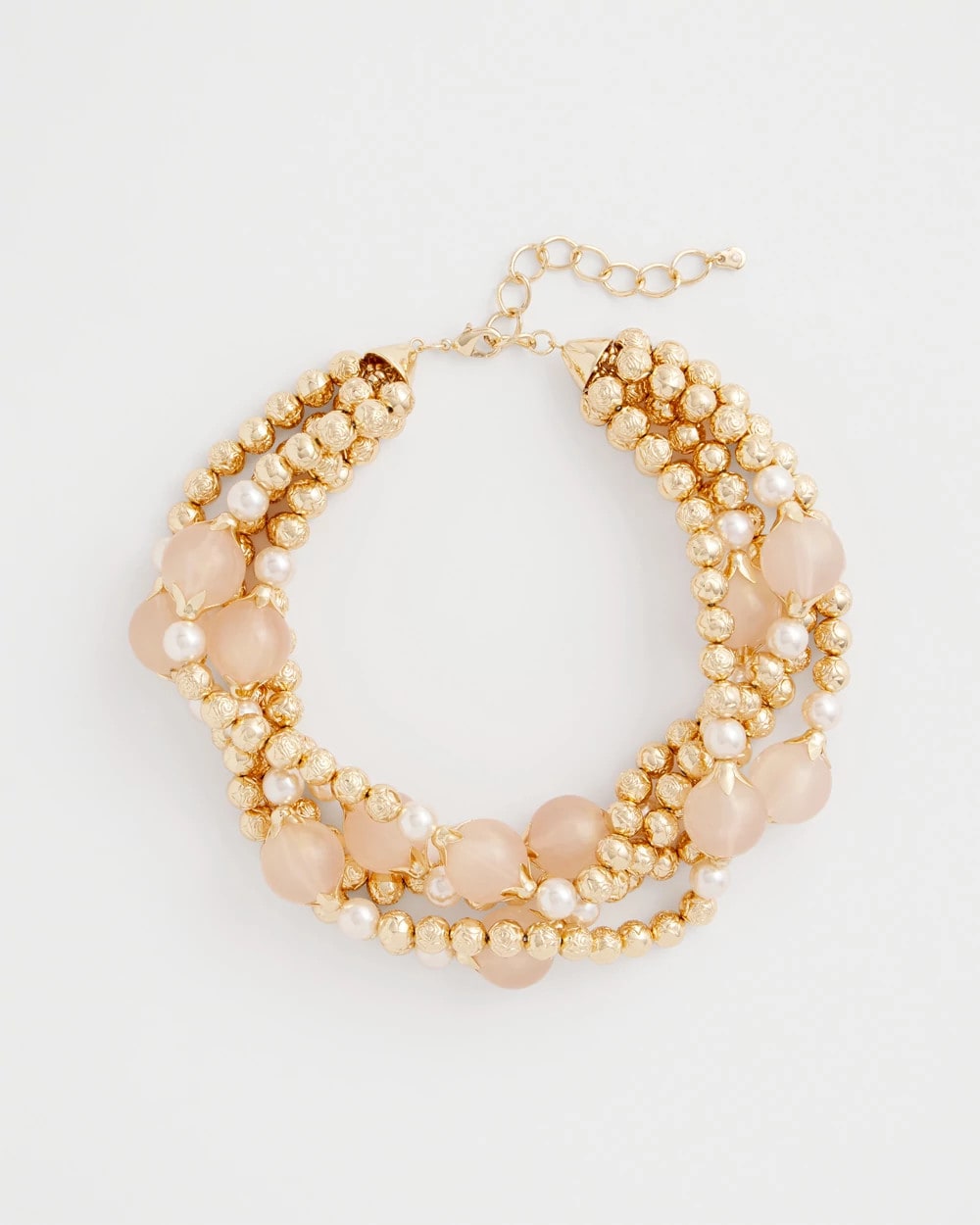 Pink Gold Pink Chunky Beaded Necklace