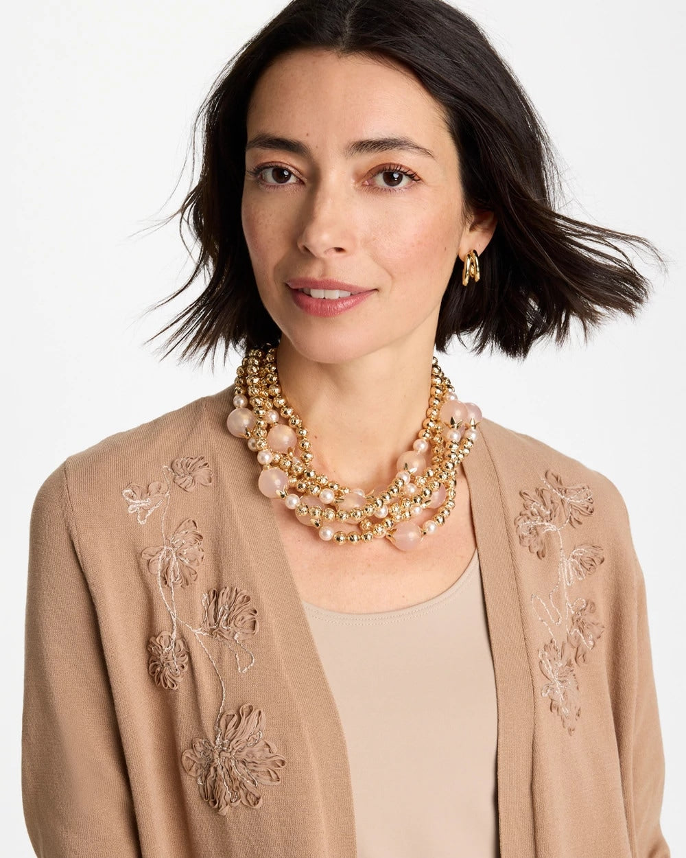 Pink Gold Pink Chunky Beaded Necklace