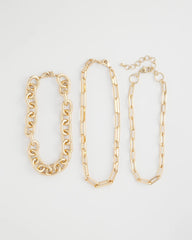 Gold Convertible Three-Strand Chain Necklace
