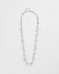 Silver Multistrand Beaded Silvertone Necklace