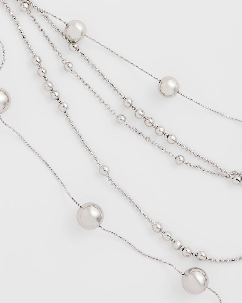Silver Multistrand Beaded Silvertone Necklace
