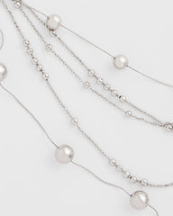 Silver Multistrand Beaded Silvertone Necklace