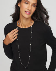 Silver Multistrand Beaded Silvertone Necklace