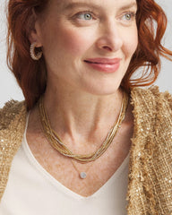 Gold Gold Tone Drop Stone Necklace