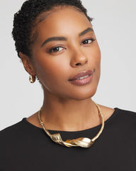 Gold Golden Leafy Collar Necklace