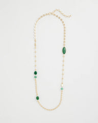 Green Green Accent Long Single Strand Necklace