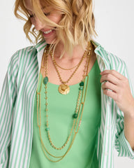 Green Green Accent Long Single Strand Necklace