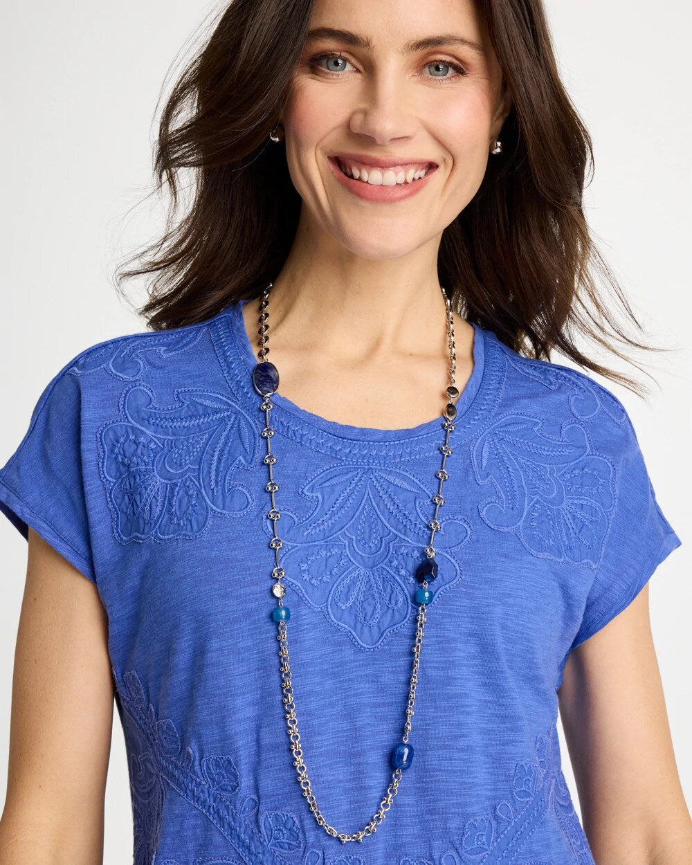 Blue Blue Accent Long Single Strand Necklace