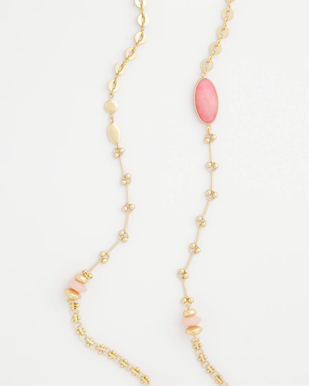 Pink Pink Accent Long Single Strand Necklace