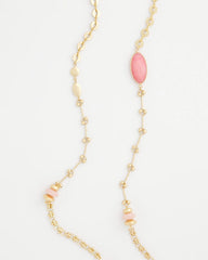 Pink Pink Accent Long Single Strand Necklace