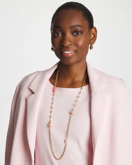 Pink Pink Accent Long Single Strand Necklace