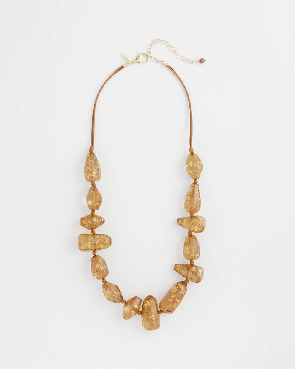 Neutral Gold Foil Long Single Strand Necklace