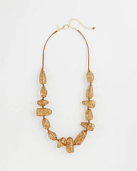 Neutral Gold Foil Long Single Strand Necklace