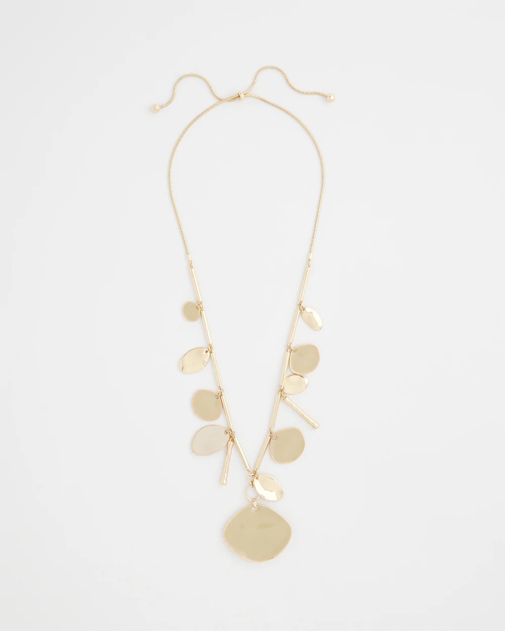 Gold Gold Long Single Strand Necklace
