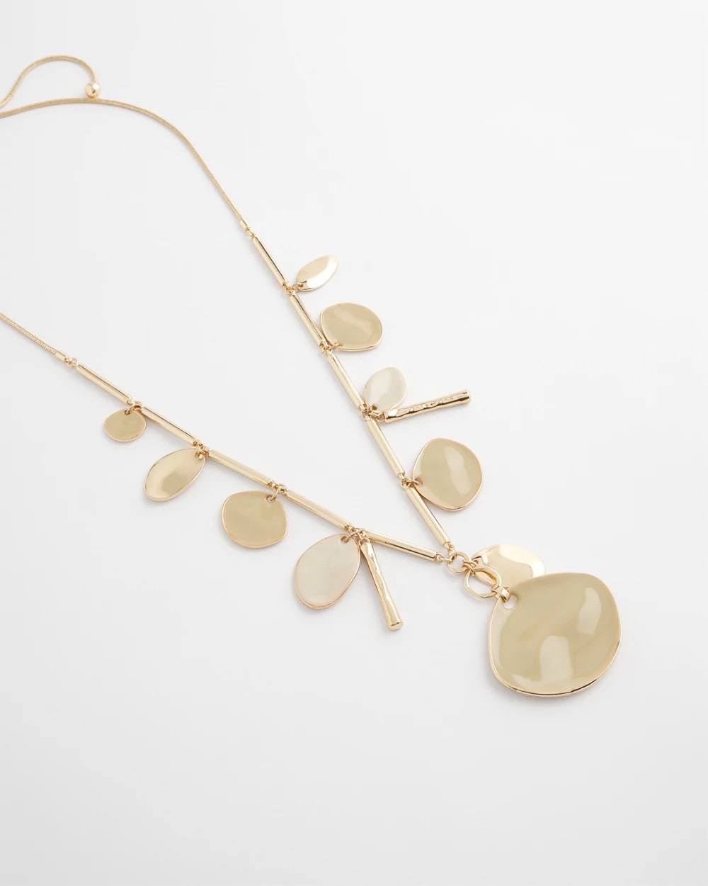 Gold Gold Long Single Strand Necklace