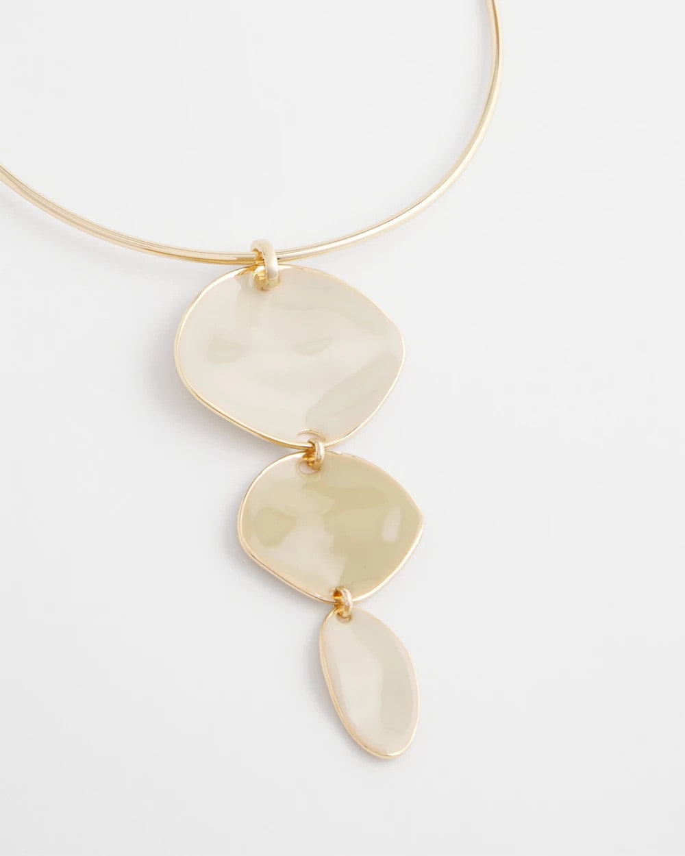 White/Gold Linear Reversible Pendant Necklace