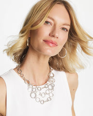 Silver Silver Multistrand Bib Necklace