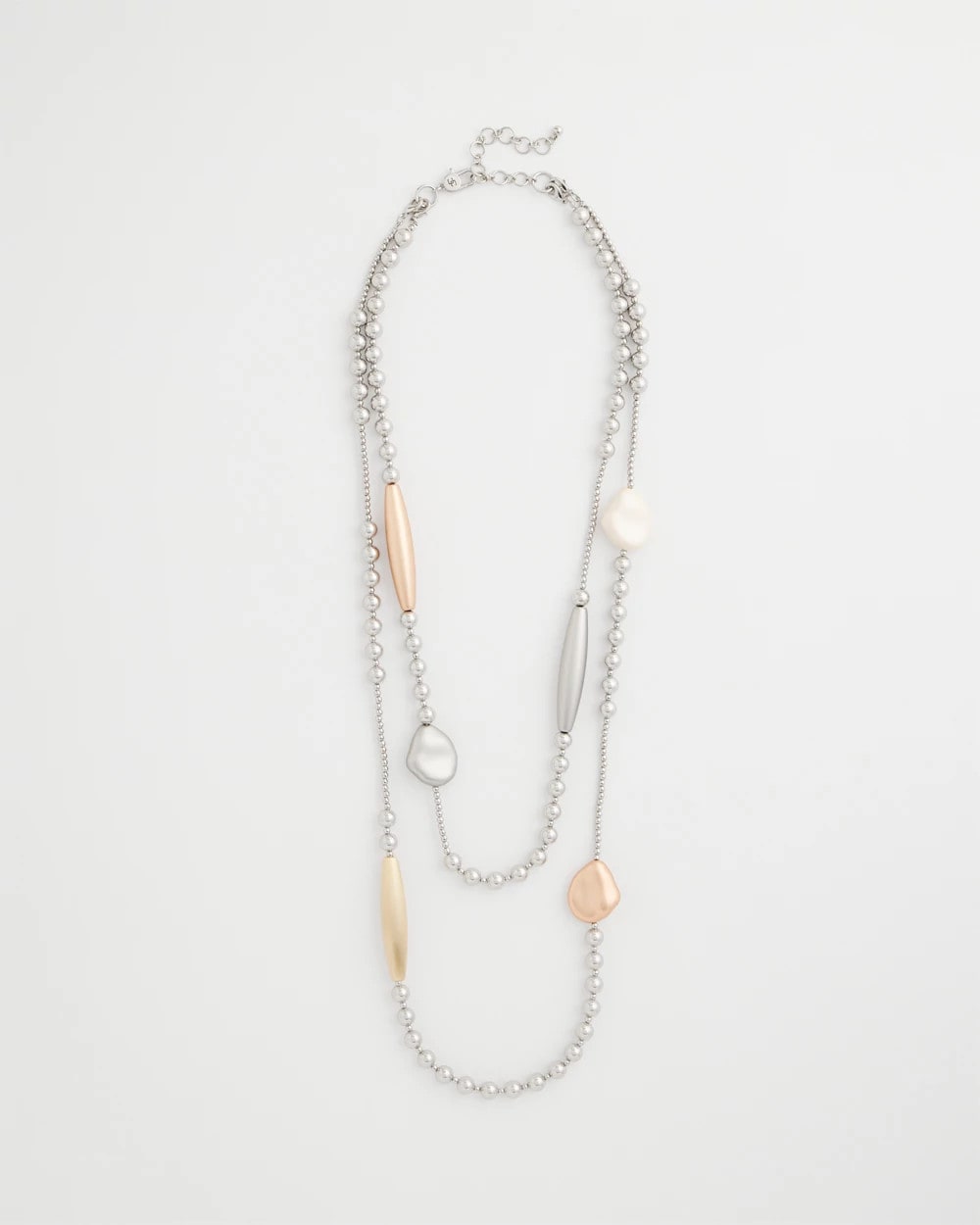 Mixed Metals Copper and Silver Double Strand Necklace
