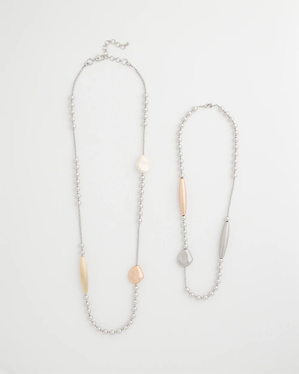 Mixed Metals Copper and Silver Double Strand Necklace